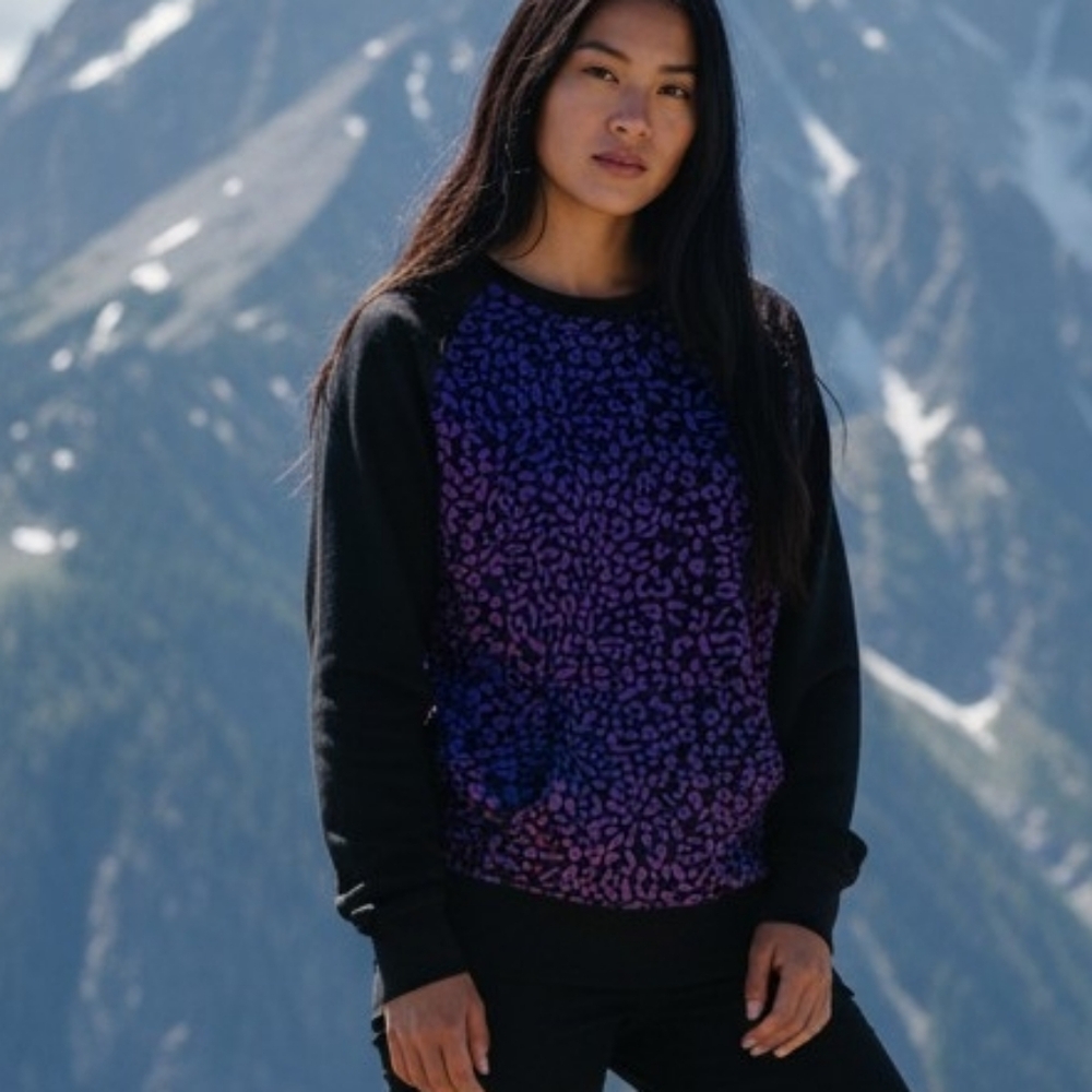 Ride Snowboards Purple Leopard Print Sweatshirt M